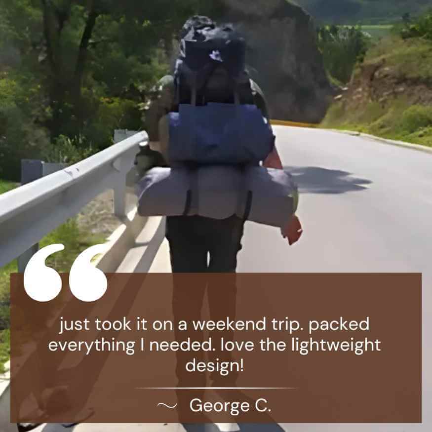 Unisex 60L travel backpack ergonomically designed for comfort on long treks, shown in a natural outdoor setting.