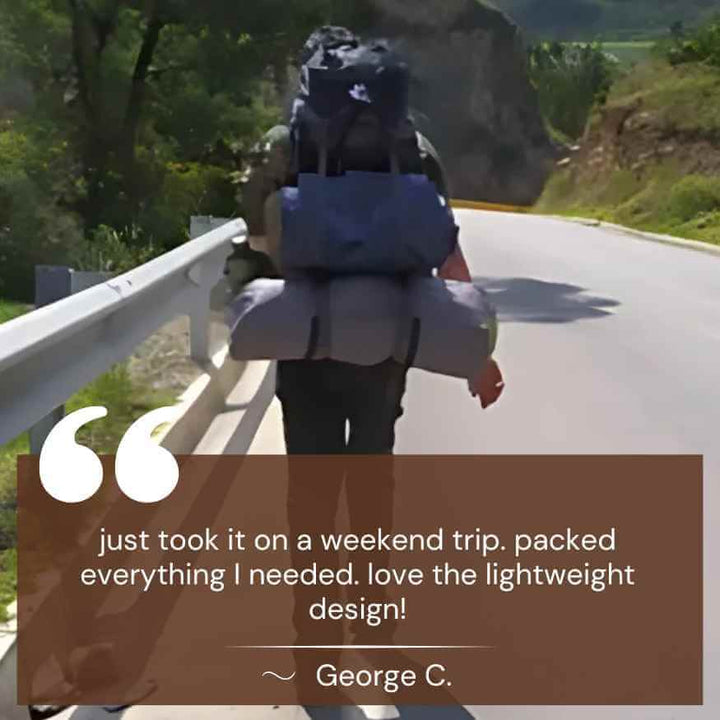 Unisex 60L travel backpack ergonomically designed for comfort on long treks, shown in a natural outdoor setting.