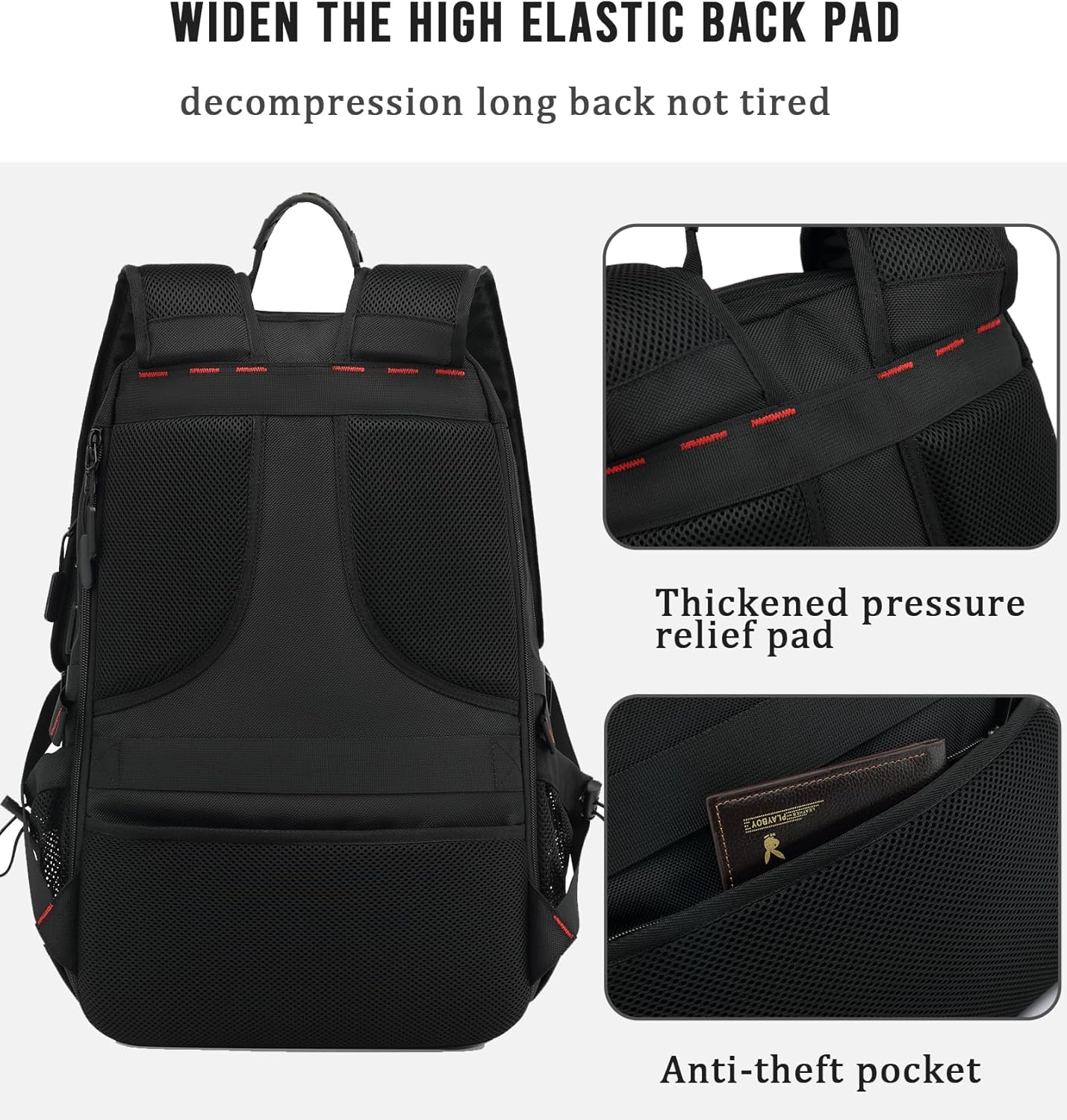Interior of 60L unisex waterproof travel backpack showing laptop sleeve, shoe compartment & large storage.