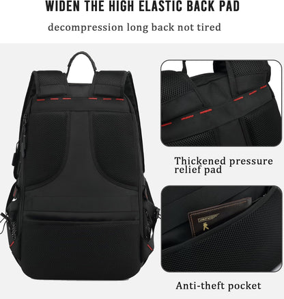 Spacious 60L waterproof travel laptop backpack, perfect for adventurers, with a separate shoe compartment.