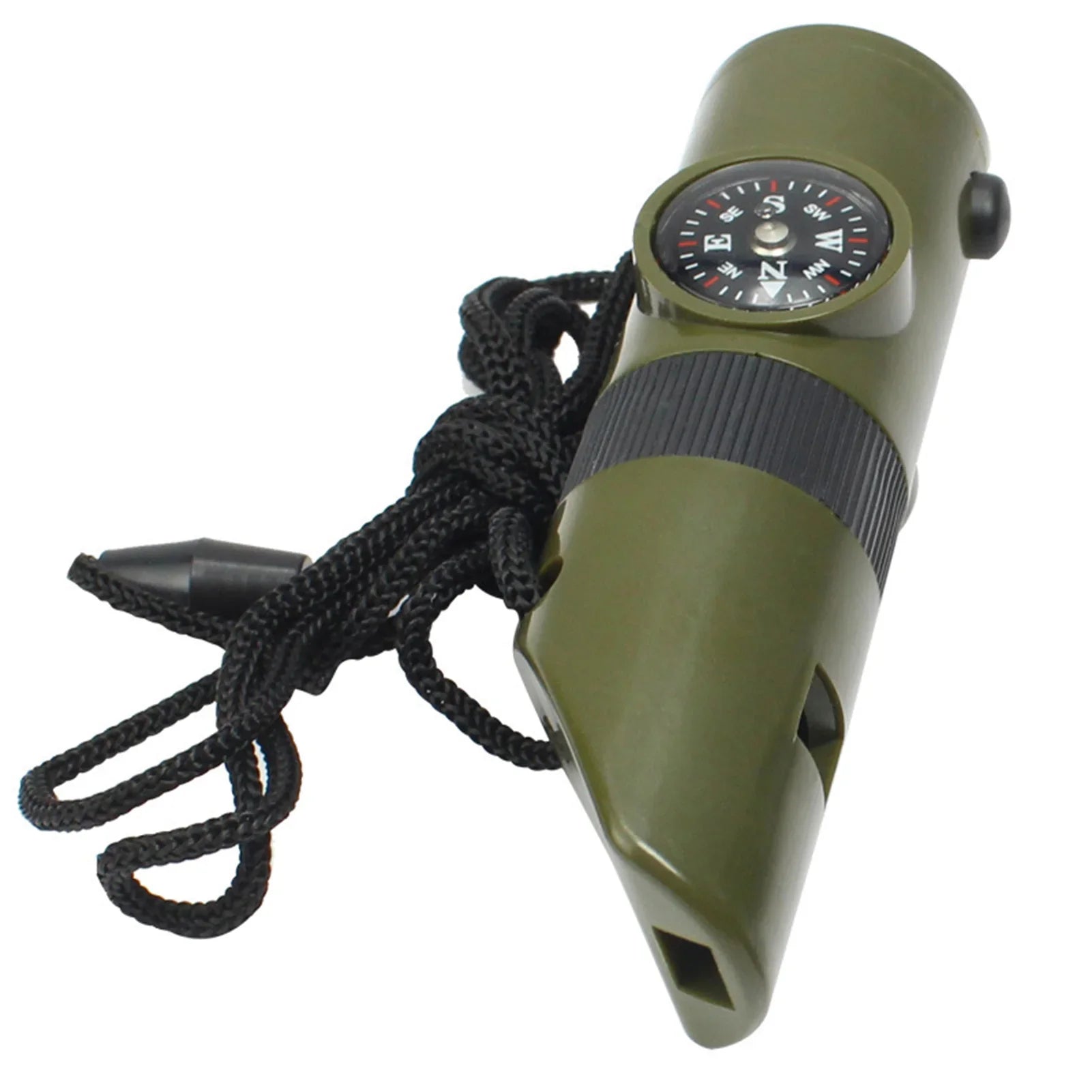 Unisex 7-in-1 emergency survival whistle multi-tool with compass and LED flashlight