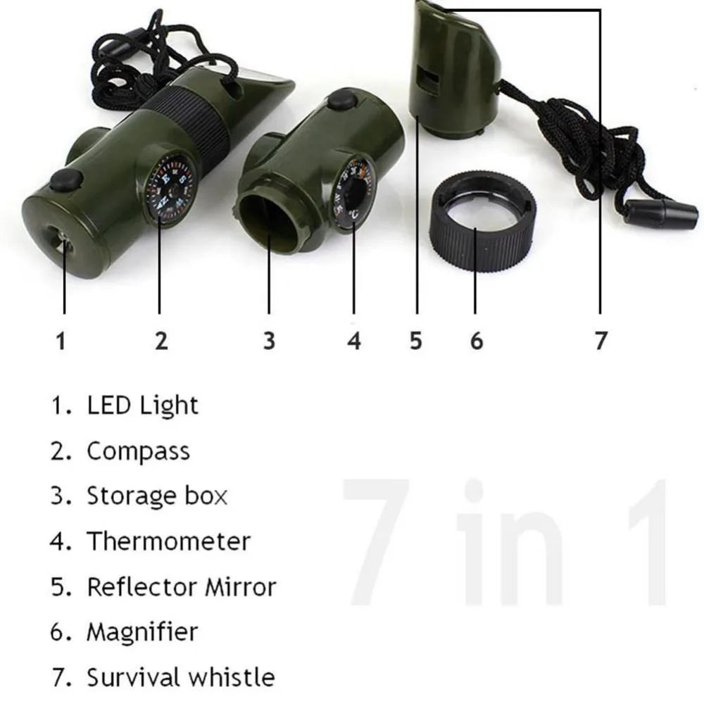 Compact survival whistle with built-in compass for hiking and outdoor safety
