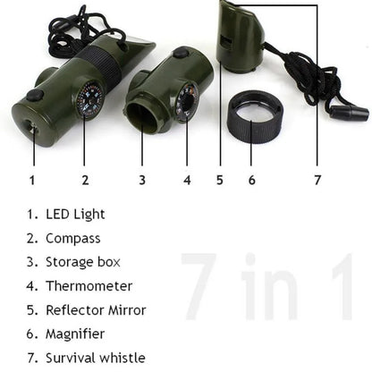 Compact survival whistle with built-in compass for hiking and outdoor safety