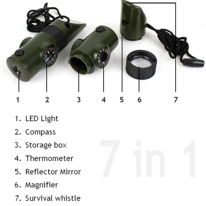 Compact survival whistle with built-in compass for hiking and outdoor safety