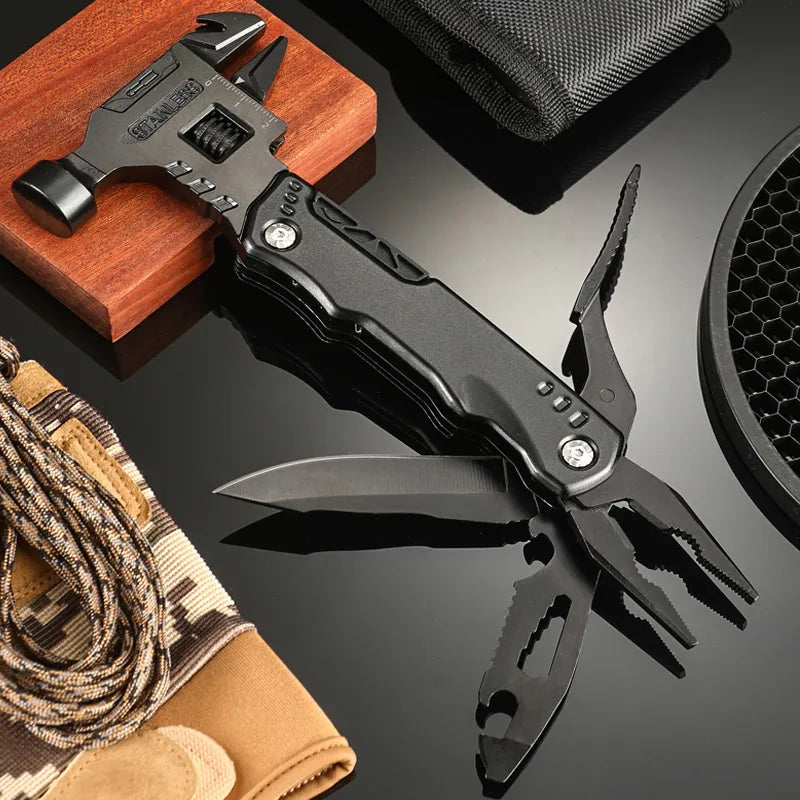 Unisex 7-in-1 heavy duty survival pliers with hammer, stainless steel, for camping & DIY
