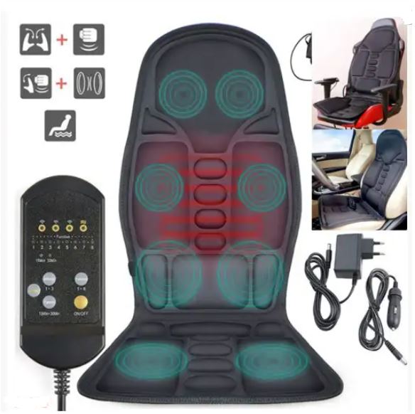 Unisex 8-mode massage chair pad with heated neck and back for full body stress relief and relaxation.