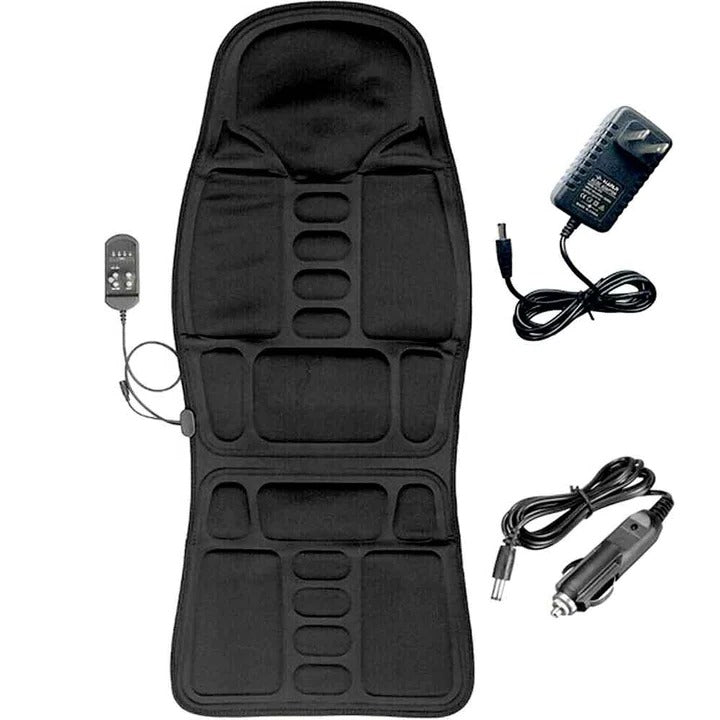 Relaxing unisex massage chair pad featuring heat therapy for neck & back, promoting stress relief and muscle relaxation.