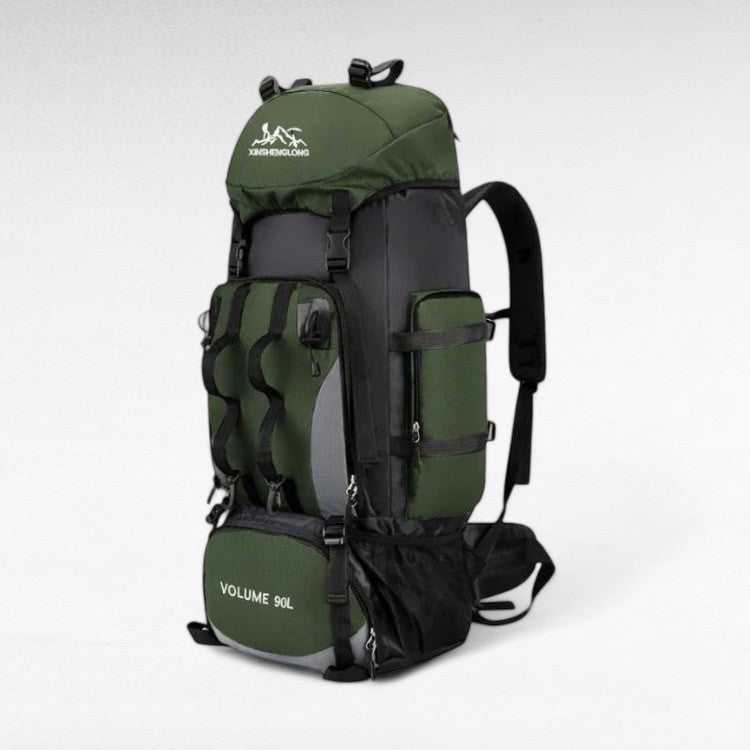 Unisex 90L waterproof hiking backpack in black, ultralight for camping & trekking