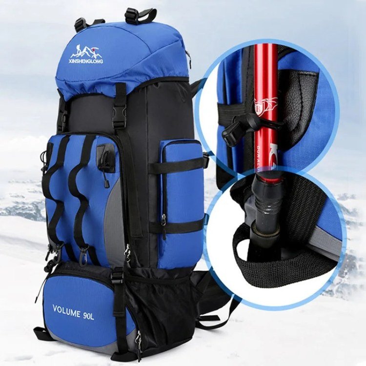 Large 90L ultralight hiking backpack, waterproof for outdoor travel and trekking