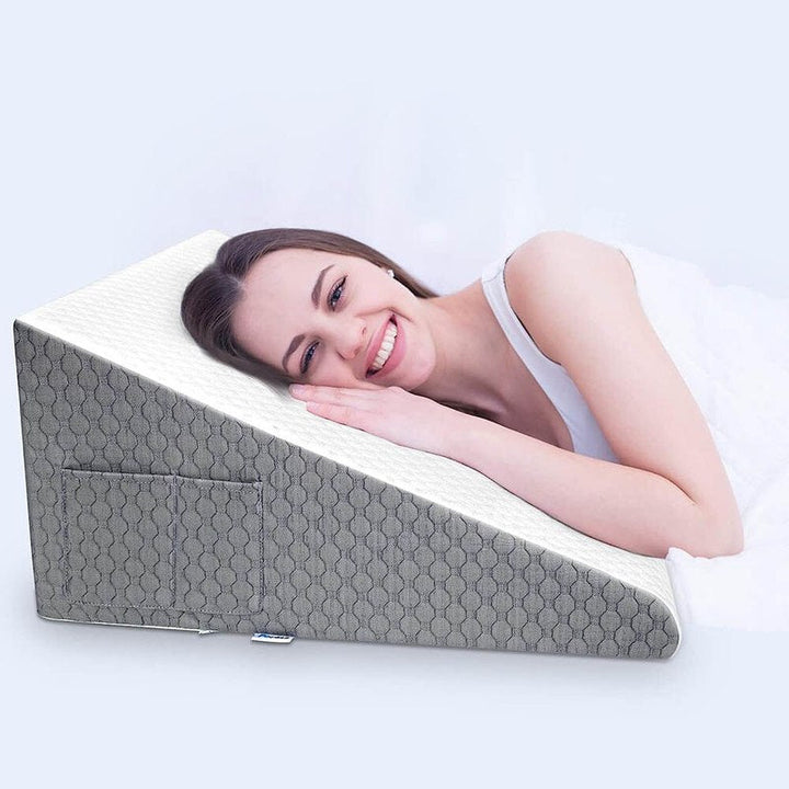 Unisex acid reflux wedge pillow for heartburn & GERD relief. Supports upper body for comfortable sleep & digestion.