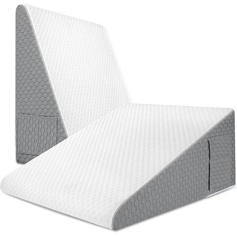 Comfortable wedge pillow offers acid reflux, heartburn, and snoring relief. Promotes restful sleep and well-being.