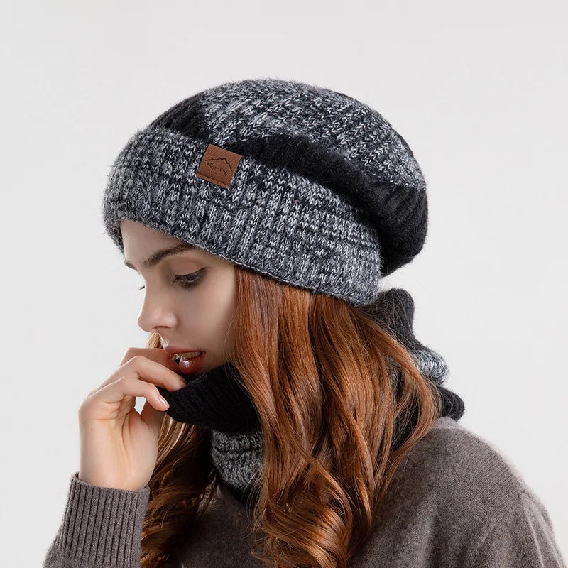Cozy acrylic knit beanie and neck gaiter provide superior warmth and comfort for any winter adventure.
