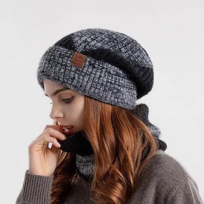 Cozy acrylic knit beanie and neck gaiter provide superior warmth and comfort for any winter adventure.