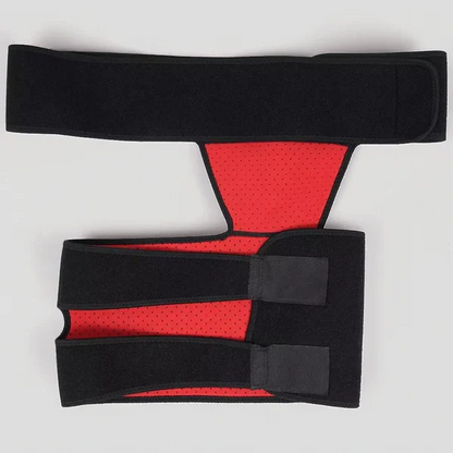 Adjustable neoprene hip & thigh compression wrap offers muscle warmth, joint support, and injury prevention.