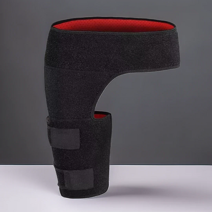 Unisex fitness leg wrap for active hip & thigh compression, stability, and muscle support during exercise.