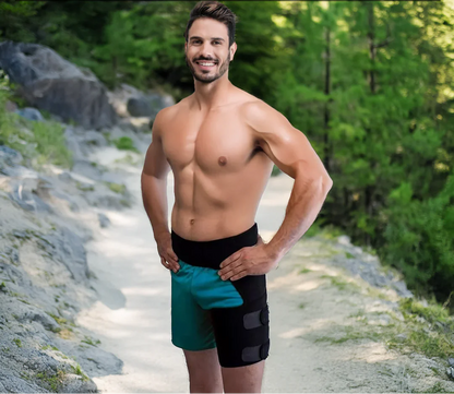 Adjustable hip & thigh brace for active support, stability, and compression, ideal for injury prevention.