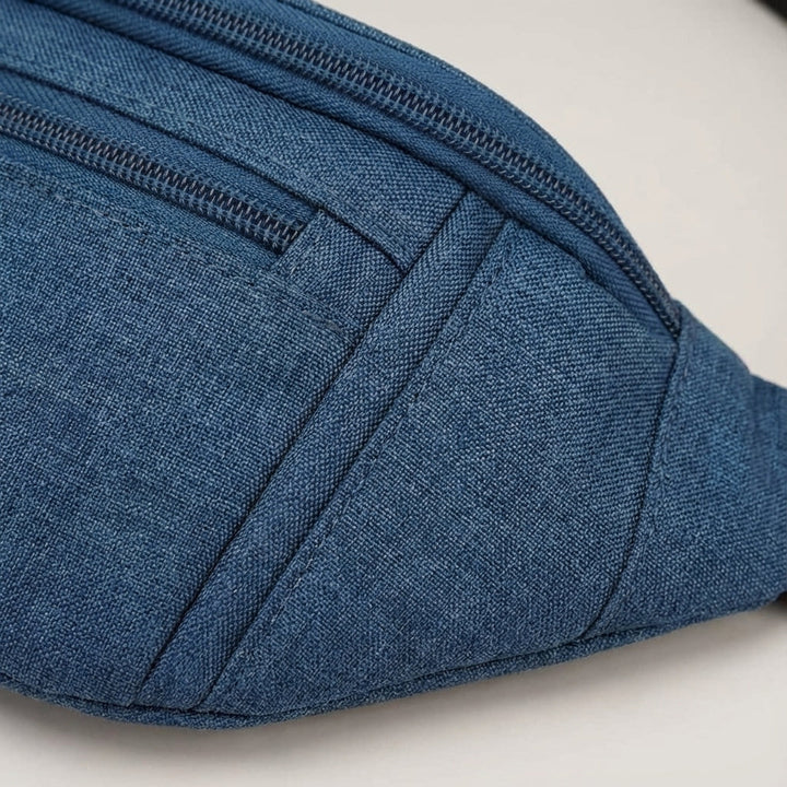 Close-up of the durable fabric on the black GoSling crossbody bag, perfect for travel & everyday organization.