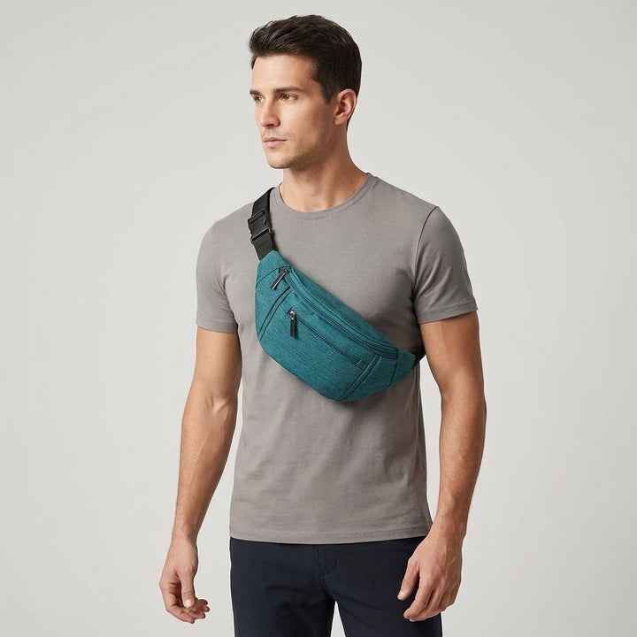 Organized interior of the GoSling travel bag, showing secure pockets for essentials like passport and keys.
