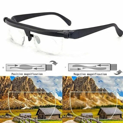 Lightweight adjustable focus glasses for men & women. Clear vision for reading & distant views. Durable eyewear.