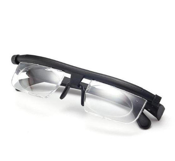 Close-up of innovative adjustable sight glasses, providing clear, personalized focus for reading.