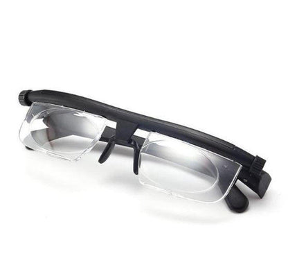 Close-up of innovative adjustable sight glasses, providing clear, personalized focus for reading.