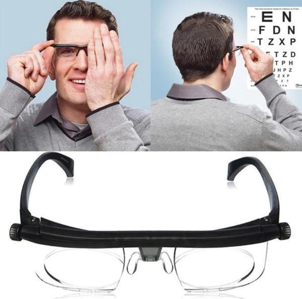Durable adjustable focus reading glasses, offering clear and adaptable vision with comfortable fit.