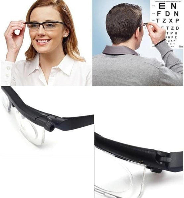 Modern adjustable focus glasses, ideal for close-up work or reading. A practical vision aid solution.