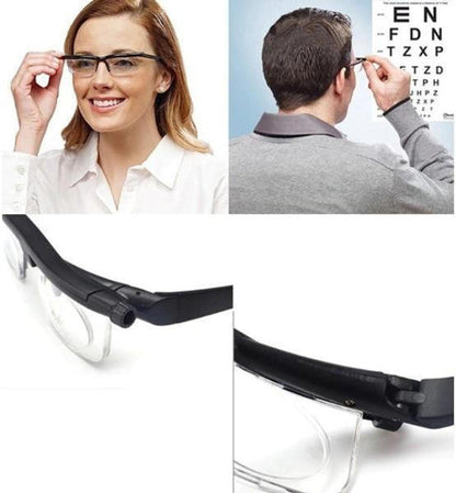 Modern adjustable focus glasses, ideal for close-up work or reading. A practical vision aid solution.