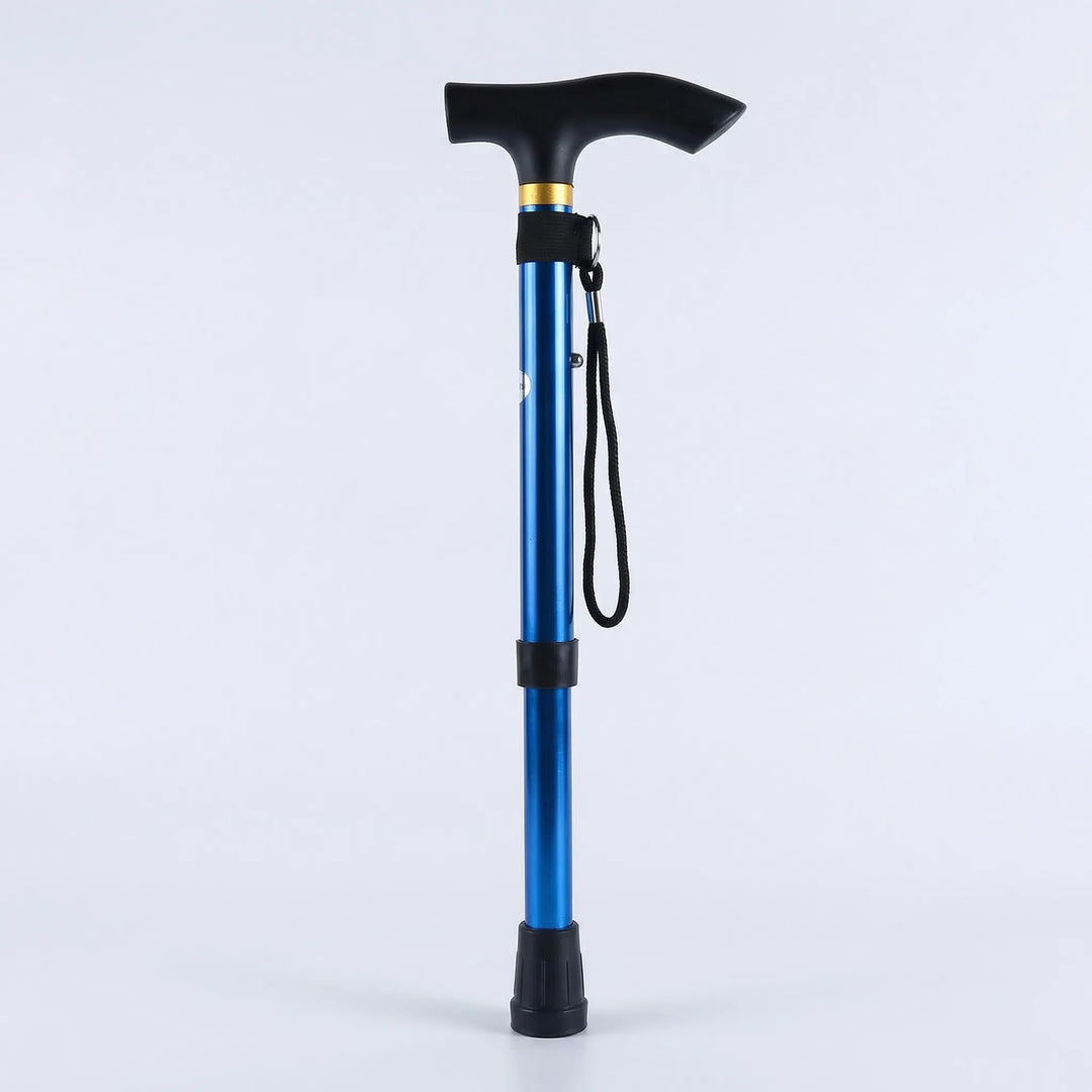 Lightweight aluminum folding walking cane, strong support, adjustable for height, portable travel cane.