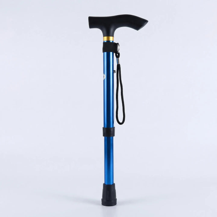 Lightweight aluminum folding walking cane, strong support, adjustable for height, portable travel cane.