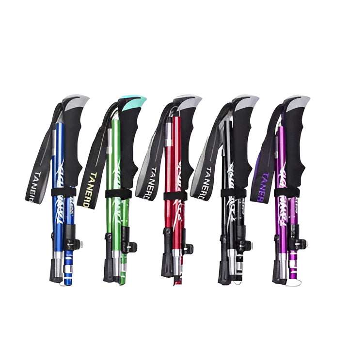 Unisex adjustable trekking poles for hiking. Lightweight & durable walking sticks, perfect for trails & backpacking adventures.