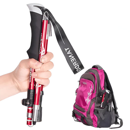 Lightweight aluminum adjustable hiking poles. Ergonomic grip trekking sticks for men & women on trails & outdoor adventures.