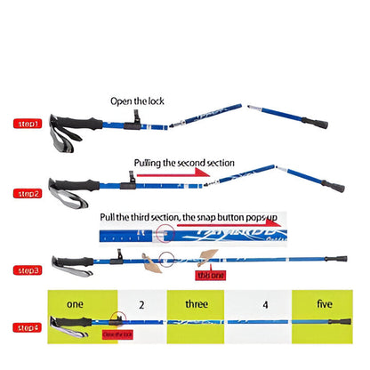 Sturdy adjustable trekking poles offering reliable support. Essential outdoor gear for stability on challenging hiking trails.