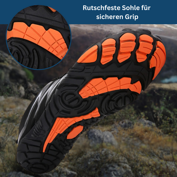 Close-up of the flexible sole on Unisex Adventure Transitional Barefoot Shoes