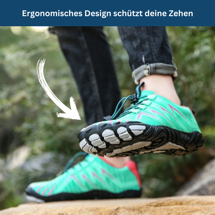 Person wearing Unisex Adventure Barefoot Shoes, demonstrating natural movement