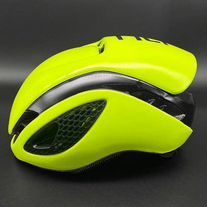 Silver aerodynamic cycling helmet, showcasing a premium finish and superior airflow for extended rides
