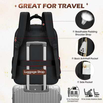 Ergonomic back panel & padded straps on AeroFlex unisex water-resistant laptop backpack, comfortable for long commutes.
