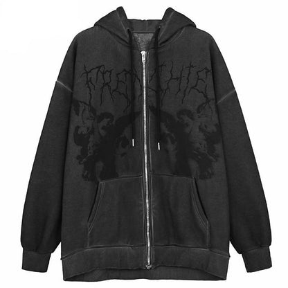 Comfortable unisex graphic hoodie, oversized aesthetic streetwear sweatshirt for casual grunge style.