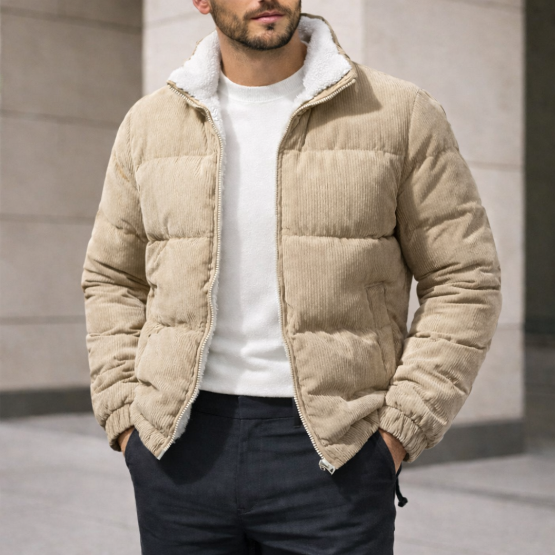 Warm Alfie insulated puffer jacket, ideal unisex outerwear for ultimate winter comfort & cold weather.