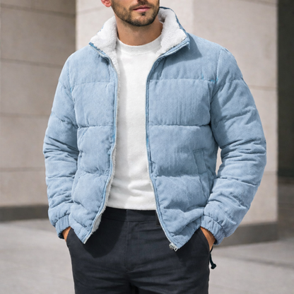 Cozy Alfie insulated puffer jacket, a warm unisex winter coat designed for comfortable cold-weather protection.