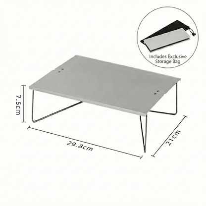 Unisex foldable camping table, highlighting its versatility for various outdoor activities and camp gear.