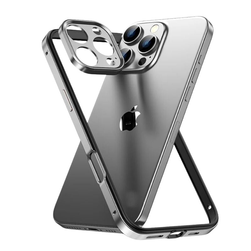 Slim aluminum iPhone case for iPhone 13-16 provides durable camera protection.