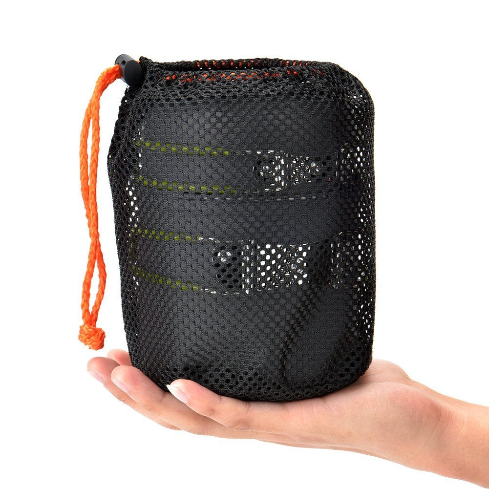 Essential camping cooking equipment: portable aluminum cookware set for efficient outdoor meals.
