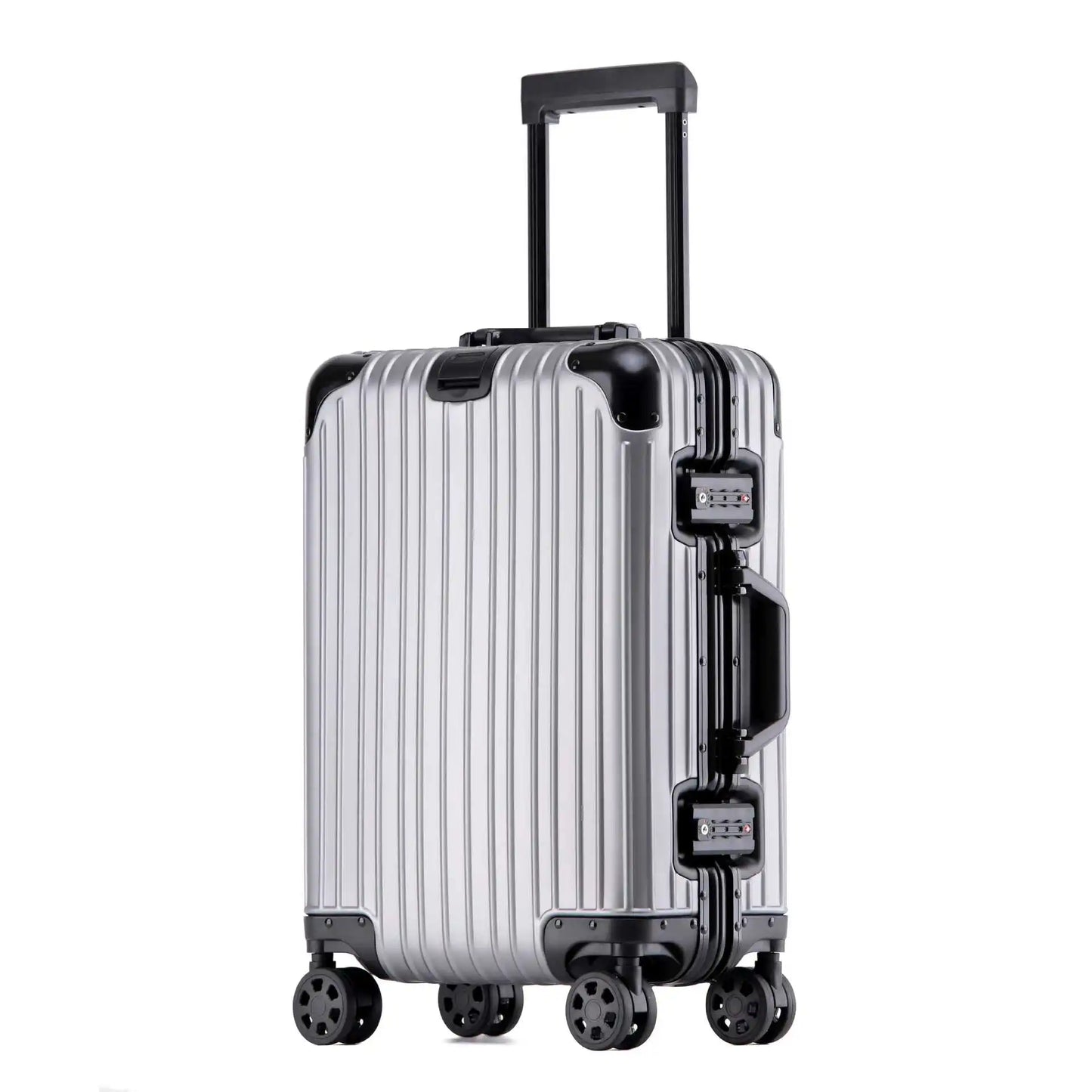 Robust checked bag aluminum-magnesium hardshell luggage, built for durable travel.