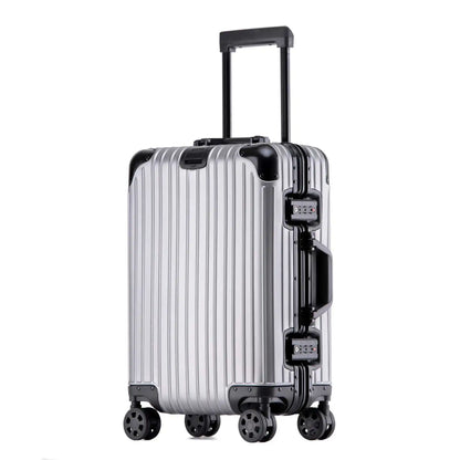 Robust checked bag aluminum-magnesium hardshell luggage, built for durable travel.