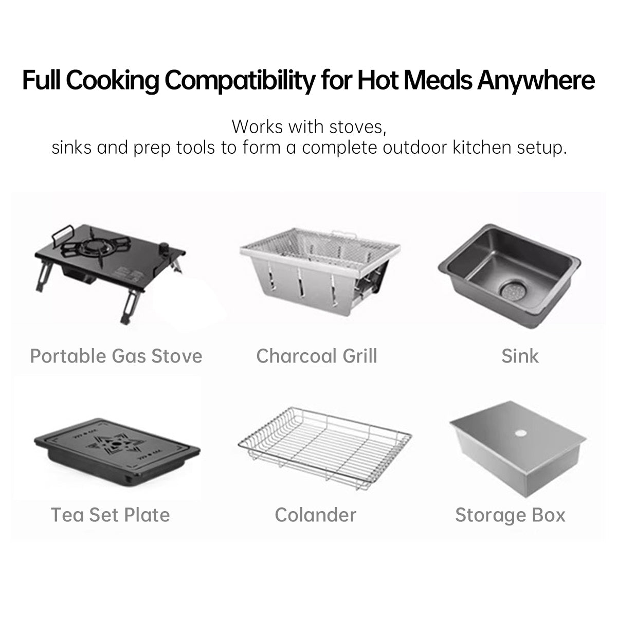 Portable aluminum camping table, easily foldable for outdoor use, includes carry bag