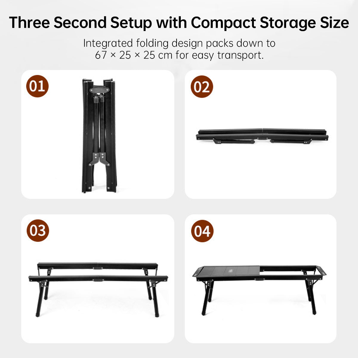Outdoor aluminum folding cookstation table, perfect for camping and RV adventures