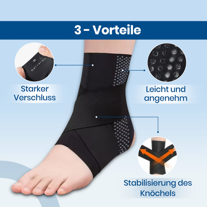 Athlete's ankle support brace for football gear, preventing sports injuries with a secure comfort fit.
