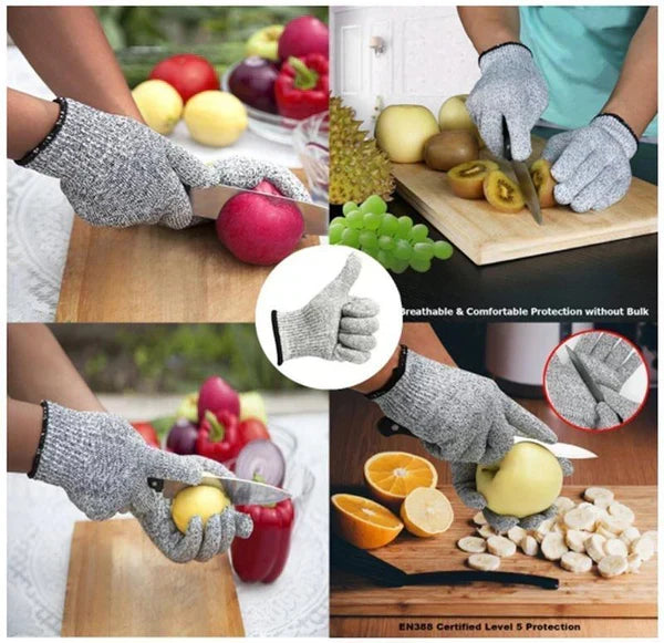 Chef's anti-cut safety gloves, unisex, for kitchen protection. Ideal for slicing, dicing, and food prep.