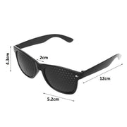 Unisex anti-fatigue pinhole glasses for improved vision, computer use, and eye strain relief.